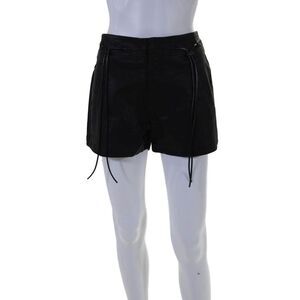 Steele Womens Faux Leather Drawstring High Rise Mini Shorts Black Size S